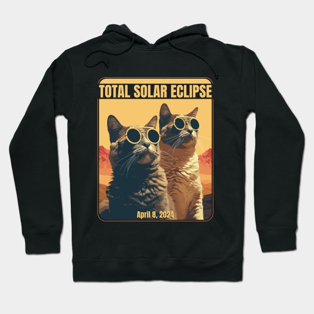 2024 Total Solar Eclipse April 8 Eclipse Cats Hoodie by Apocatnipse Meow